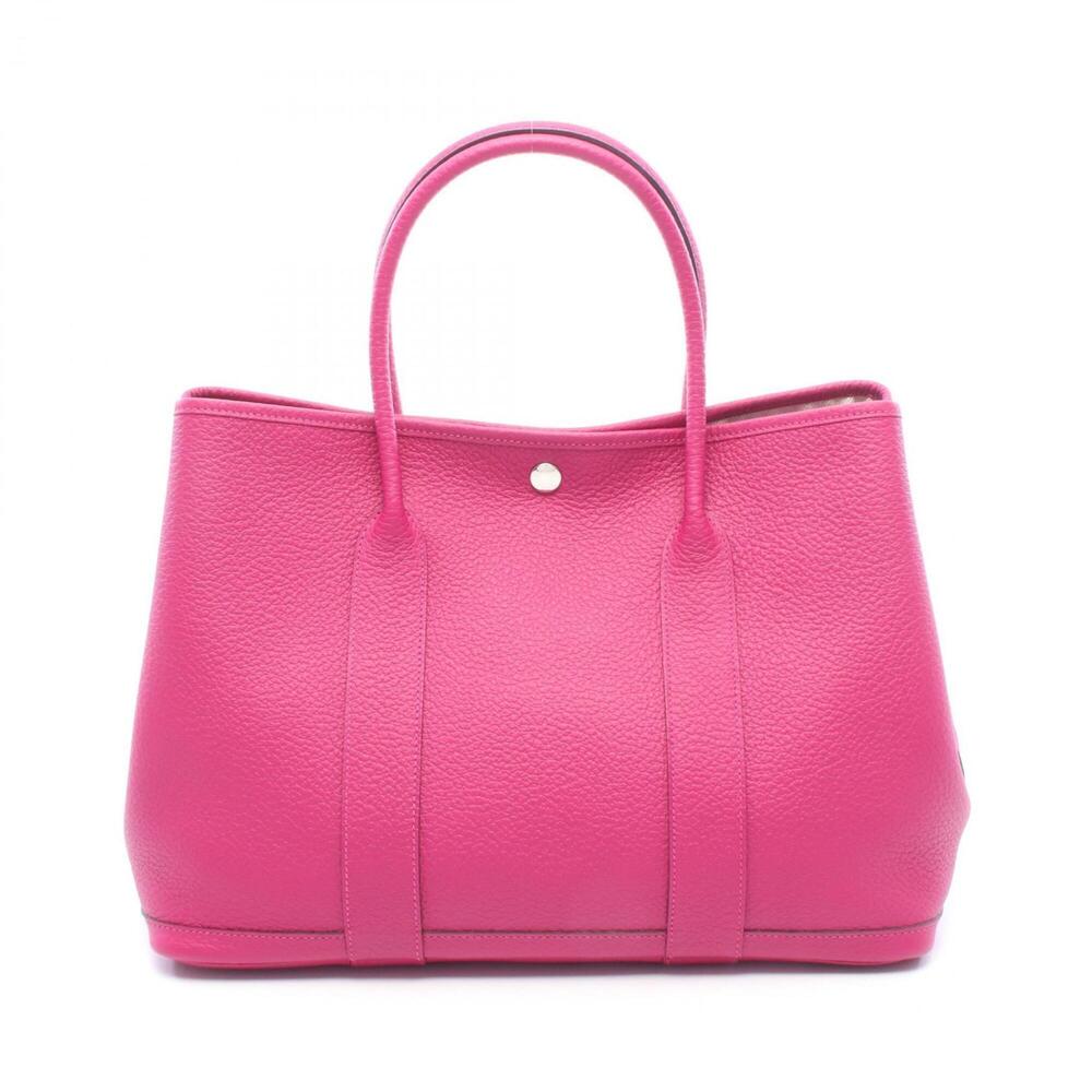 Hermes Garden Party PM Tote Bag Handbag Leather Country Style Women's Pink